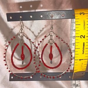 Dazzling Red beaded dangle earrings